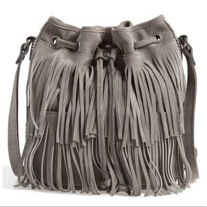 Patricia Nash Bronte Suede Fringe Bucket Crossbody